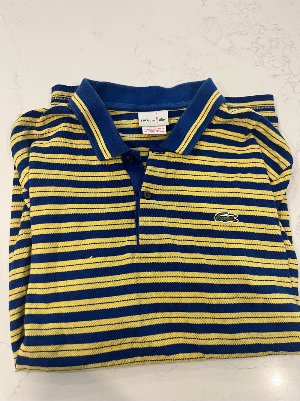 Lacoste men’s knit striped button collar
